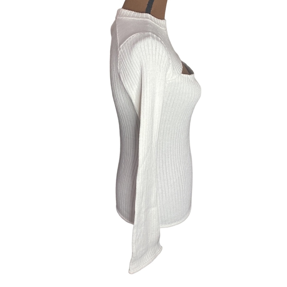 L’Agence Pasha Cut Out Ribbed Sweater in white size XS - Picture 3 of 10